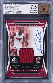 2004-05 SP Game Used Edition Authentic Fabrics Autographs #DW Dwyane Wade Signed Patch Card (#055/100) - BGS NM+ 7.5/BGS 9